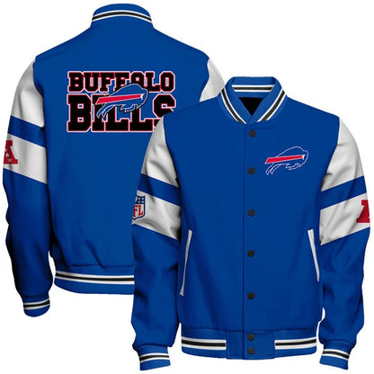VIRAL EDITION - NEW CUSTOMIZED NFL03 BFB BUFFALO BILLS SATIN VARSITY & BASEBALL JACKET