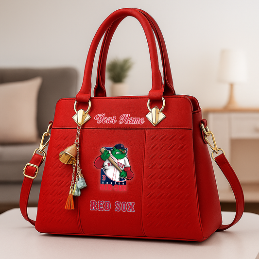 LIMITED EDITION - NEW CUSTOMIZED MLB03 BRS BR SOX ZIP HANDBAG MULTICOLOR