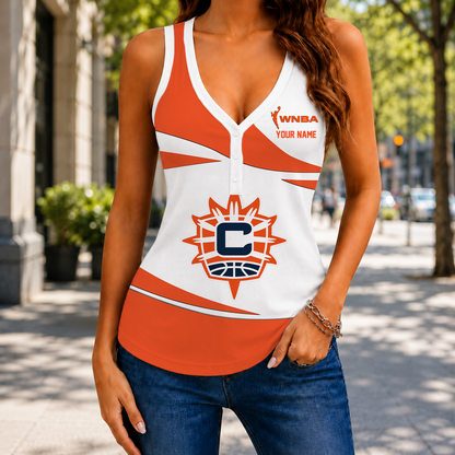 LIMITED EDITION - NEW CUSTOMIZED WNBA03 CTS CONNECTICUT SUN WOMEN'S V-NECK TANK TOP