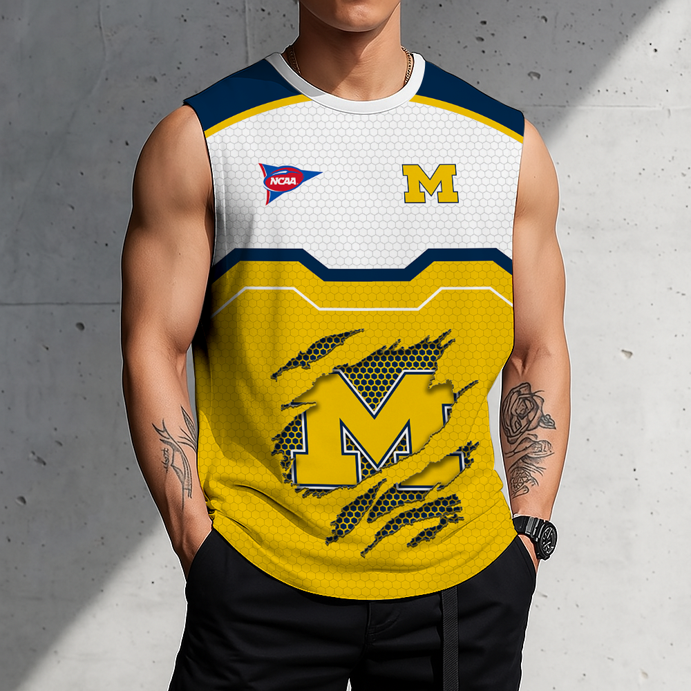 SPECIAL EDITION - NEW CUSTOMIZED NCAA FBS03 MIW MICHIGAN WOLVERINES MEN'S GYM SHIRT