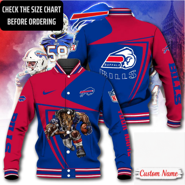 LIMITED EDITION - NEW CUSTOMIZED NFL03 BFB BUFFALO BILLS SATIN VARSITY & BASEBALL JACKET