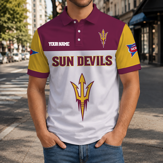 SPECIAL OFFER - NEW CUSTOMIZED NCAA FBS04 ASS ARIZONA STATE SUN DEVILS POLO SHIRT, ZIP POLO SHIRT & T-SHIRTS