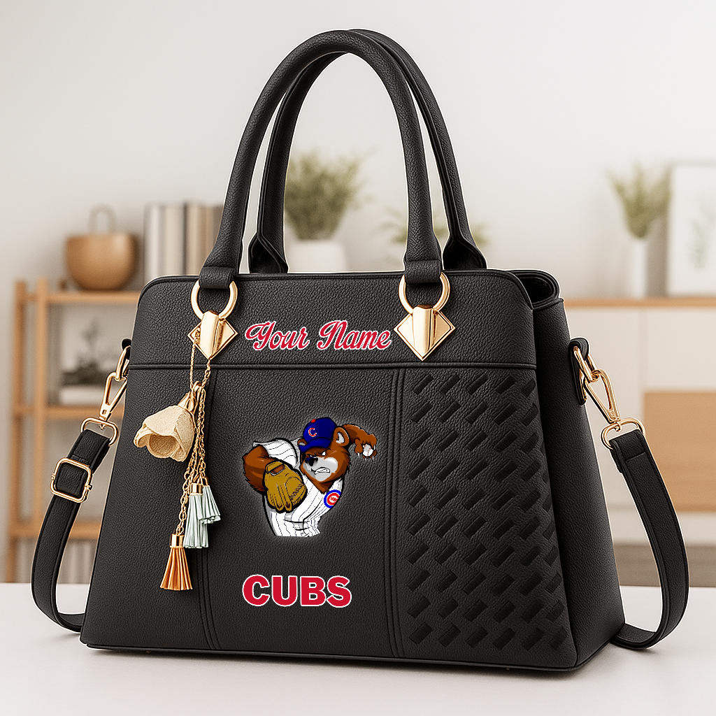 LIMITED EDITION - NEW CUSTOMIZED MLB04 CCS CH CUBS ZIP HANDBAG MULTICOLOR