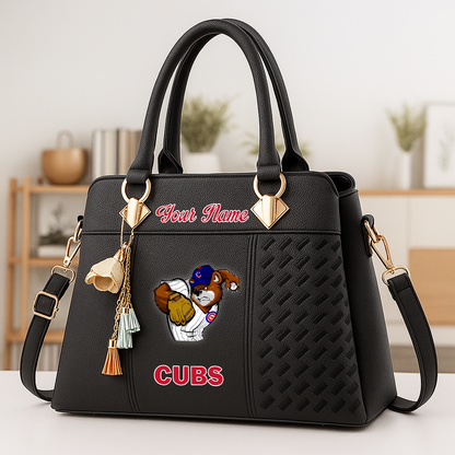 LIMITED EDITION - NEW CUSTOMIZED MLB04 CCS CH CUBS ZIP HANDBAG MULTICOLOR
