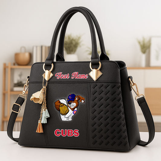 LIMITED EDITION - NEW CUSTOMIZED MLB04 CCS CH CUBS ZIP HANDBAG MULTICOLOR