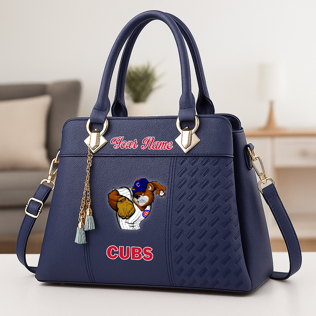 LIMITED EDITION - NEW CUSTOMIZED MLB04 CCS CH CUBS ZIP HANDBAG MULTICOLOR
