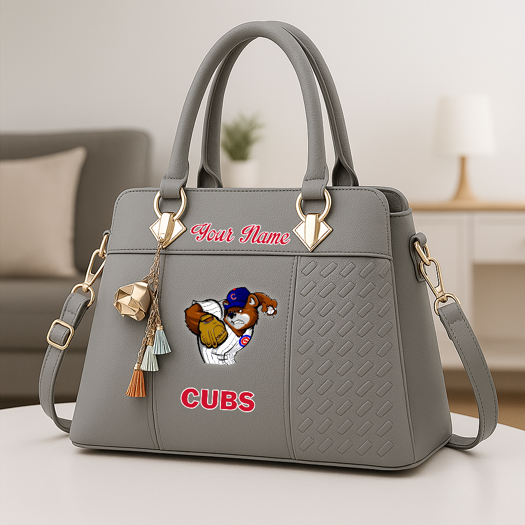 LIMITED EDITION - NEW CUSTOMIZED MLB04 CCS CH CUBS ZIP HANDBAG MULTICOLOR