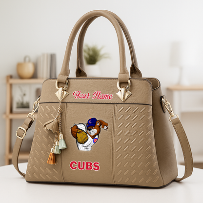 LIMITED EDITION - NEW CUSTOMIZED MLB04 CCS CH CUBS ZIP HANDBAG MULTICOLOR