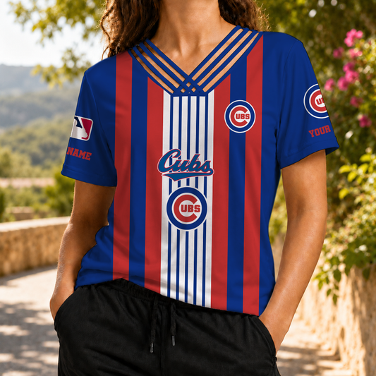FINAL SALE - NEW CUSTOMIZED MLB04 CCS CHICAGO CUBS V-NECK SHIRT