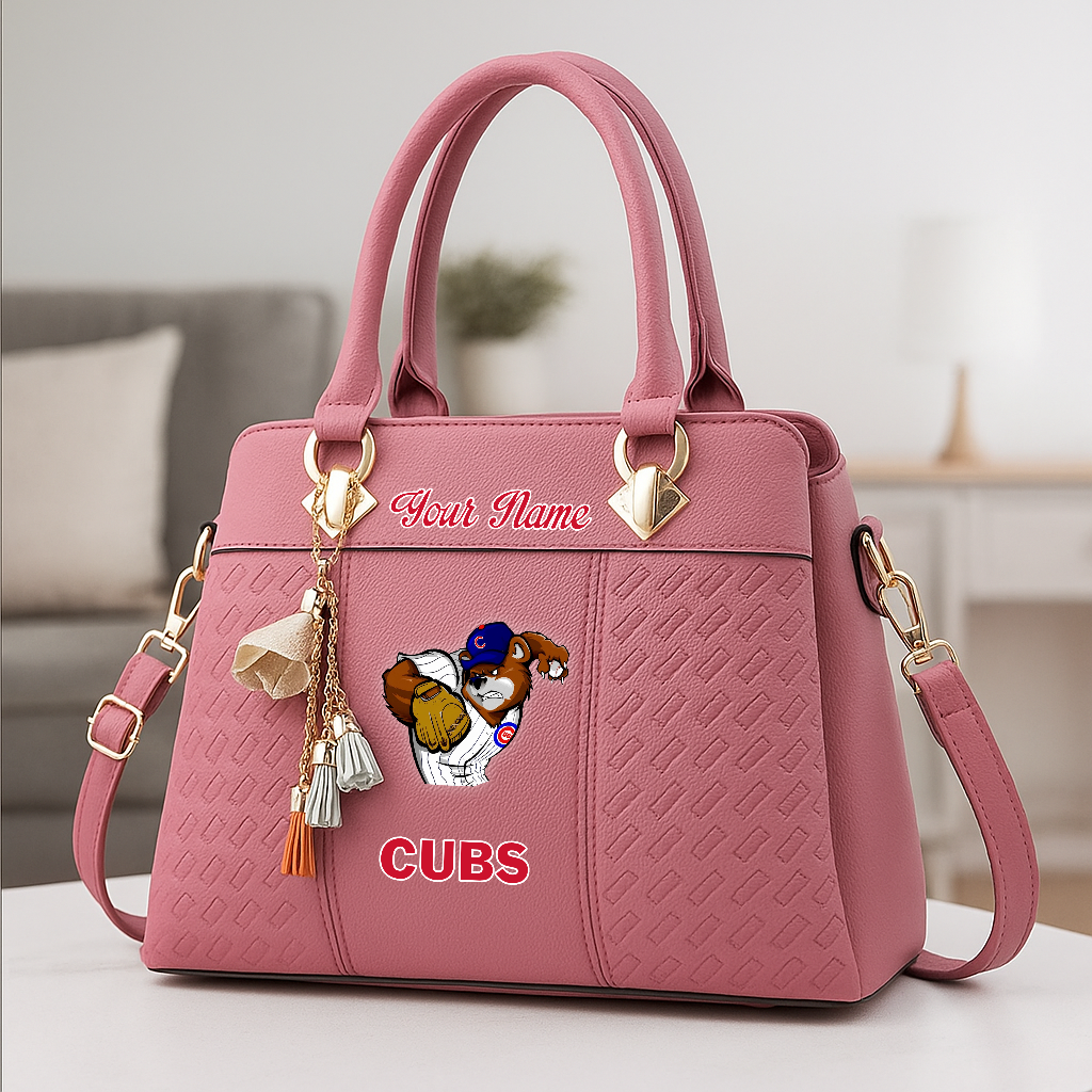 LIMITED EDITION - NEW CUSTOMIZED MLB04 CCS CH CUBS ZIP HANDBAG MULTICOLOR