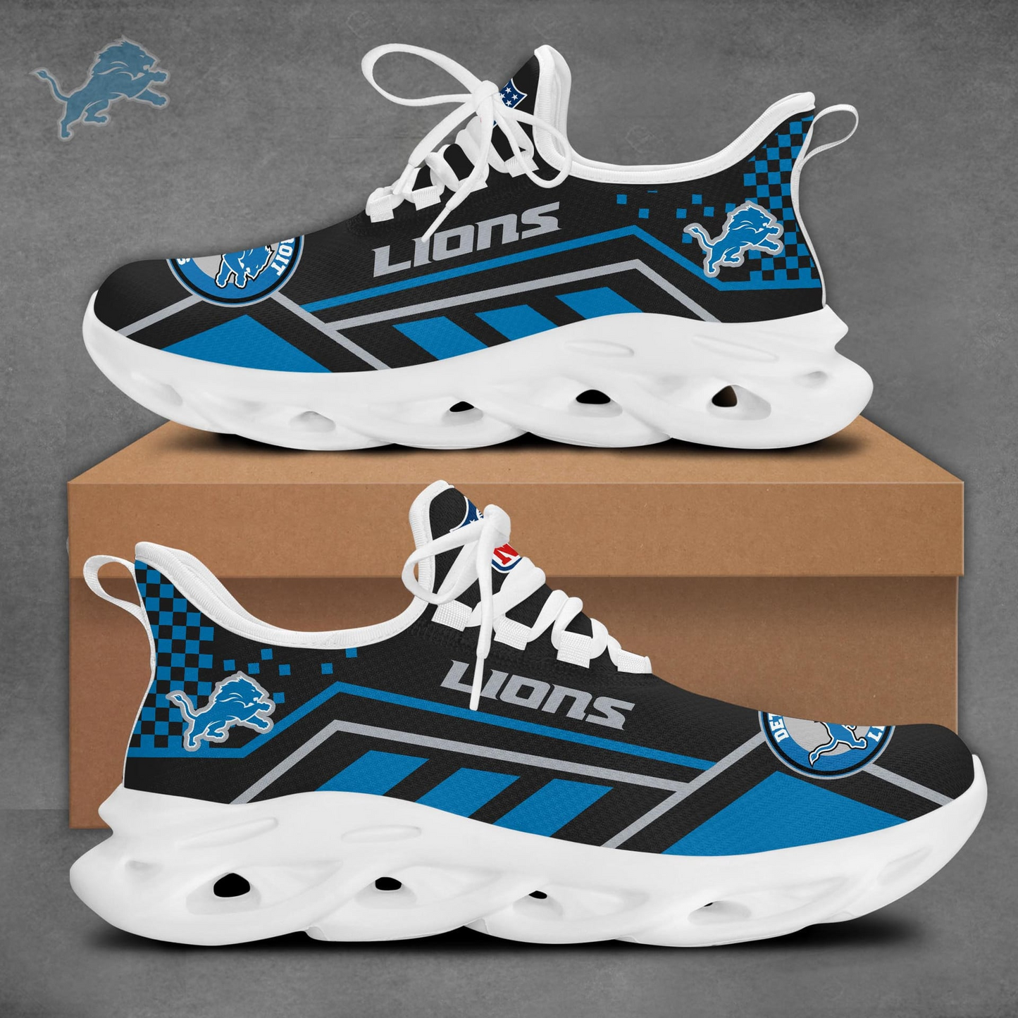 LIMITED EDITION - NEW CUSTOMIZED NFL04 DTL DETROIT LIONS MAX SOUL SHOES
