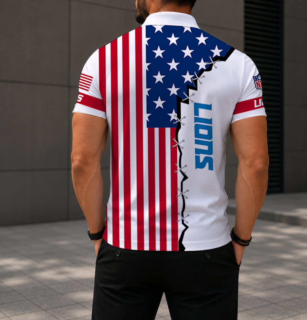 LIMITED EDITION - NEW CUSTOMIZED NFL04 DTL DETROIT LIONS POLO SHIRT, ZIP POLO SHIRT & T-SHIRTS