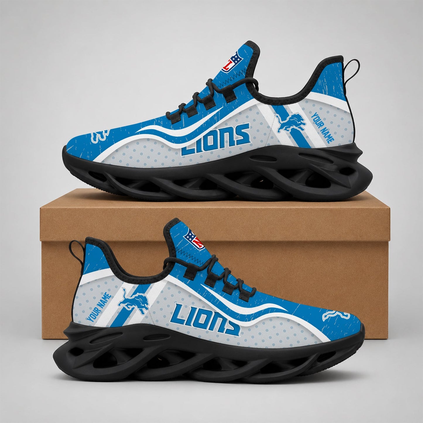 LIMITED EDITION - NEW CUSTOMIZED NFL04 DTL DETROIT LIONS MAX SOUL SHOES