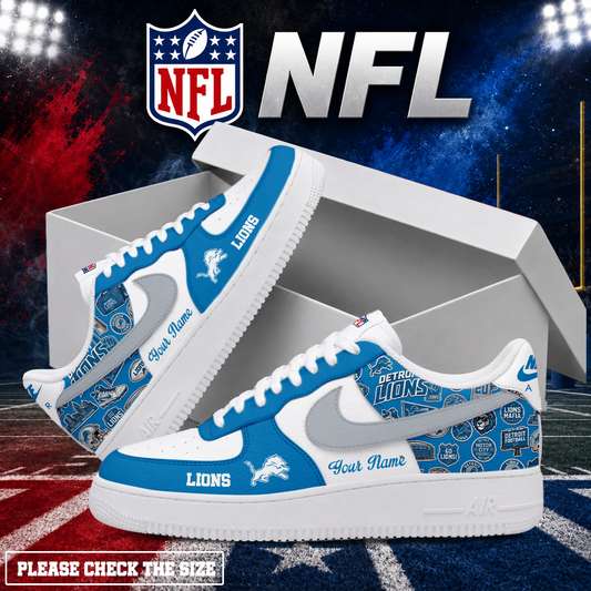 FINAL SALE - NEW CUSTOMIZED NFL04 DTL DETROIT LIONS AF1 SHOES
