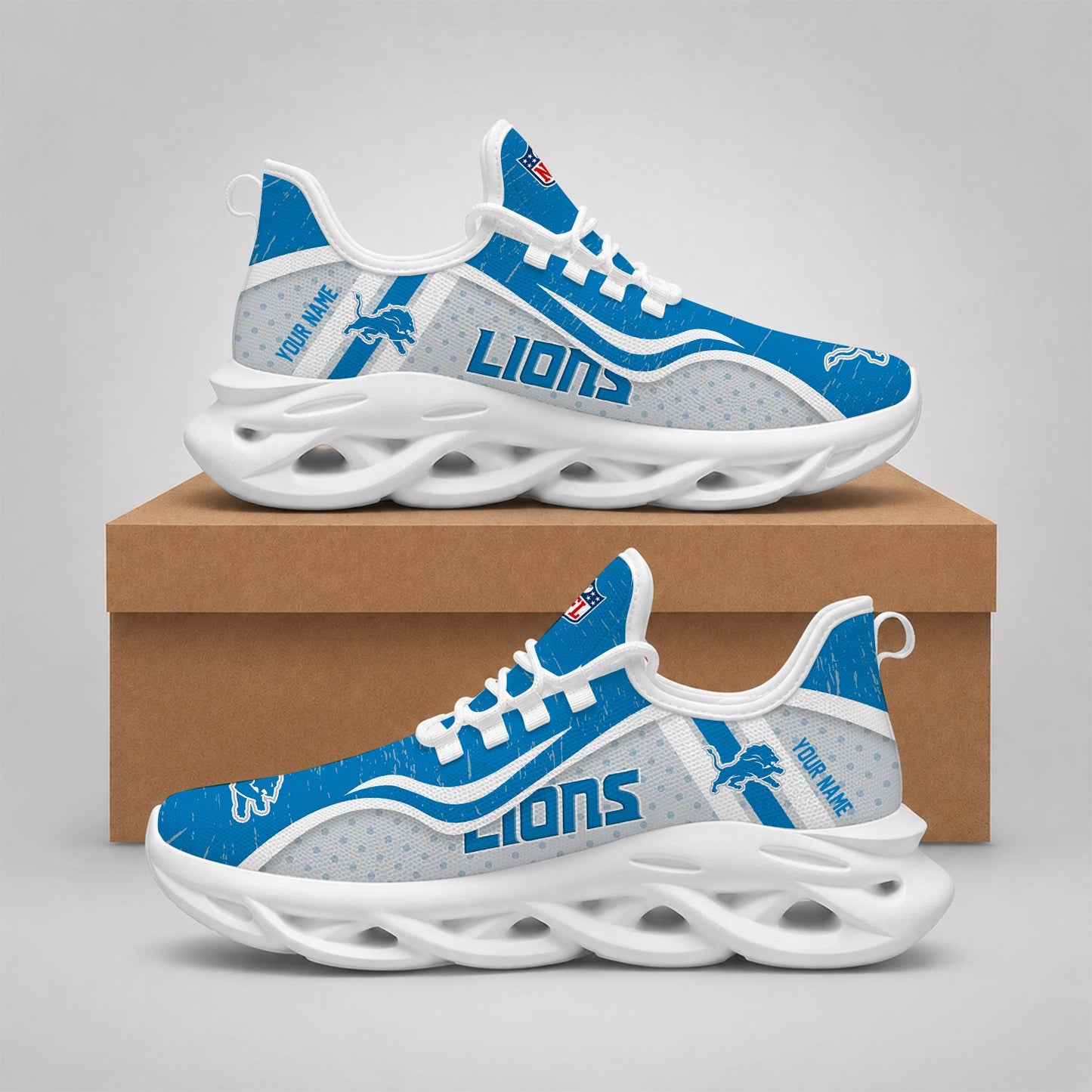 LIMITED EDITION - NEW CUSTOMIZED NFL04 DTL DETROIT LIONS MAX SOUL SHOES