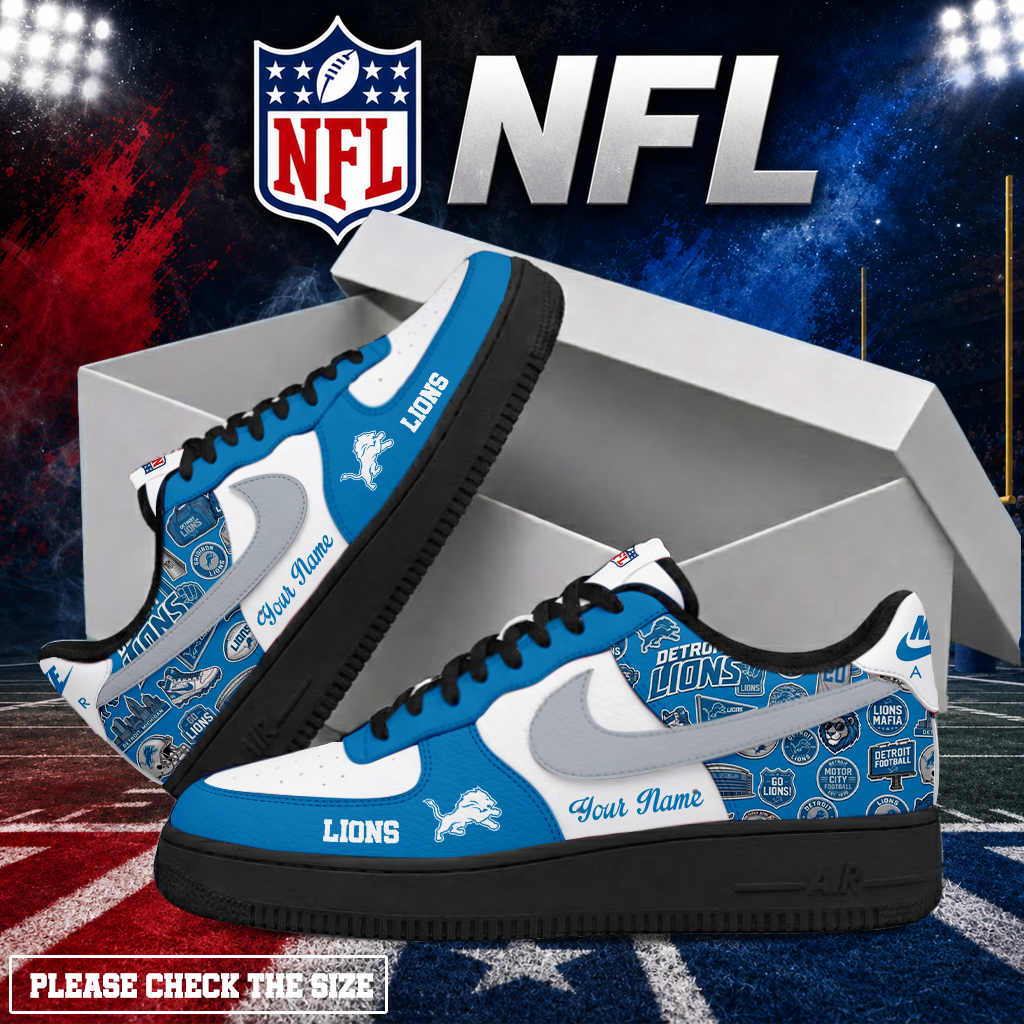 FINAL SALE - NEW CUSTOMIZED NFL04 DTL DETROIT LIONS AF1 SHOES