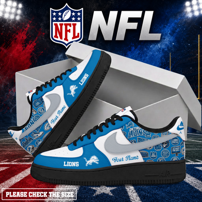 FINAL SALE - NEW CUSTOMIZED NFL04 DTL DETROIT LIONS AF1 SHOES