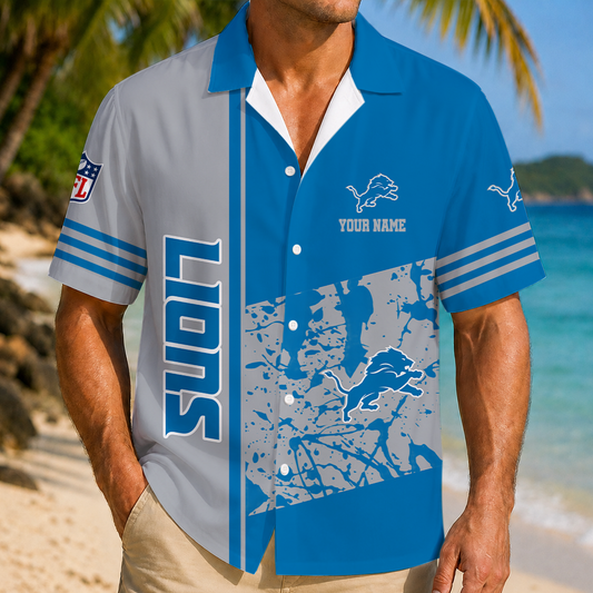 FINAL SALE - NEW CUSTOMIZED NFL04 DTL DETROIT LIONS UNISEX HAWAIIAN SHIRT