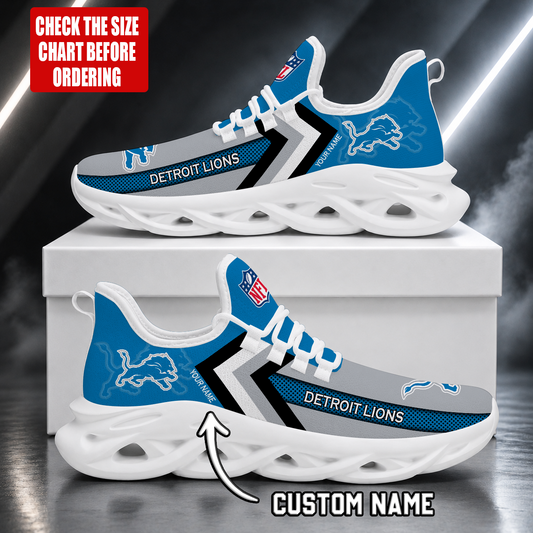 FINAL SALE - NEW CUSTOMIZED NFL04 DTL DETROIT LIONS UNISEX MAX SOUL SHOES