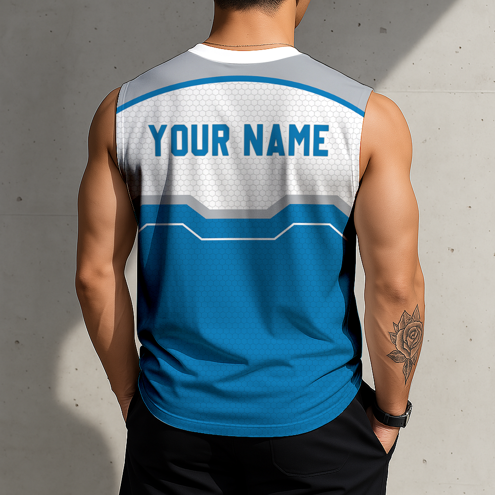 FINAL SALE - NEW CUSTOMIZED NFL04 DTL DETROIT LIONS MEN'S GYM SHIRT