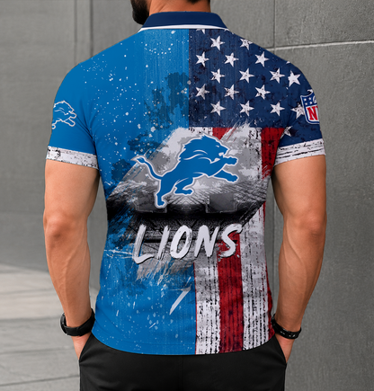 FINAL SALE - NEW CUSTOMIZED NFL04 DTL DETROIT LIONS POLO SHIRT