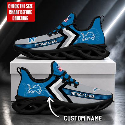 FINAL SALE - NEW CUSTOMIZED NFL04 DTL DETROIT LIONS UNISEX MAX SOUL SHOES