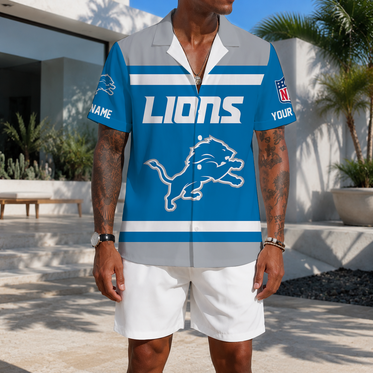 FLASH SALE - NEW CUSTOMIZED NFL04 DTL DETROIT LIONS UNISEX HAWAIIAN SHIRT