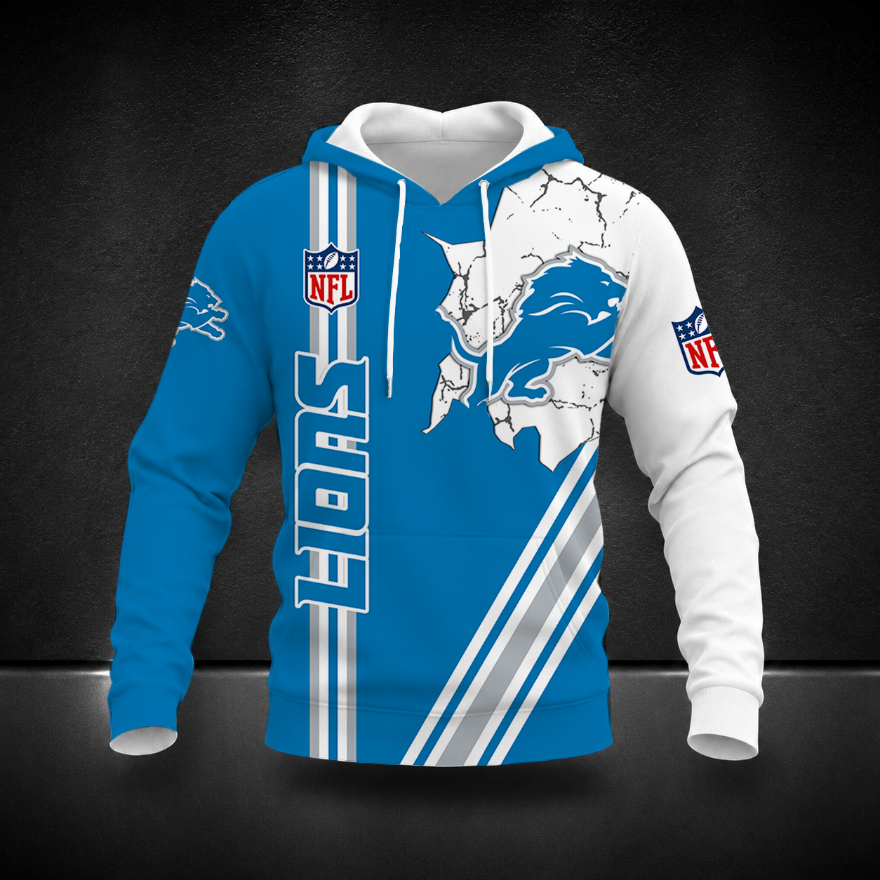 FINAL SALE- NEW CUSTOMIZED NFL04 DTL DETROIT LIONS T-SHIRT, POLO SHIRT, ZIP POLO SHIRT, SWEATSHIRT, HOODIE & ZIP HOODIE