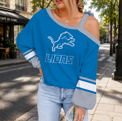 LIMITED EDITION - NEW CUSTOMIZED NFL04 DTL DETROIT LIONS DROP SHOULDER SWEATSHIRT