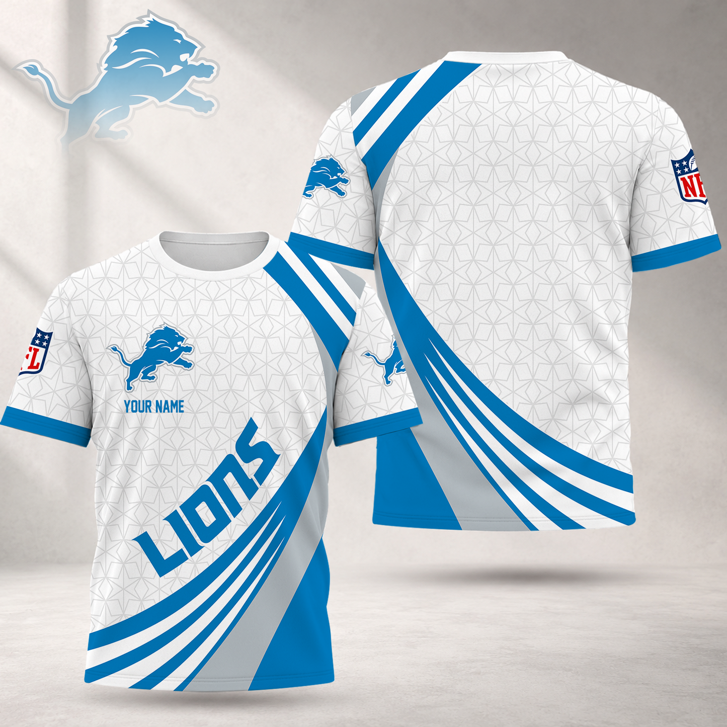 FINAL SALE - NEW CUSTOMIZED NFL04 DTL DETROIT LIONS T-SHIRT, POLO SHIRT, ZIP POLO SHIRT, SWEATSHIRT, HOODIE & ZIP HOODIE