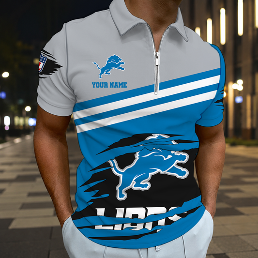FINAL SALE - NEW CUSTOMIZED NFL04 DTL DETROIT LIONS T-SHIRT, POLO SHIRT, ZIP POLO SHIRT, SWEATSHIRT, HOODIE & ZIP HOODIE
