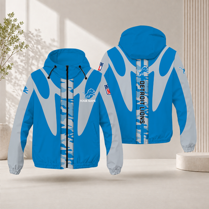 FLASH SALE - NEW CUSTOMIZED NFL04 DTL DETROIT LIONS WINDBREAKER JACKET