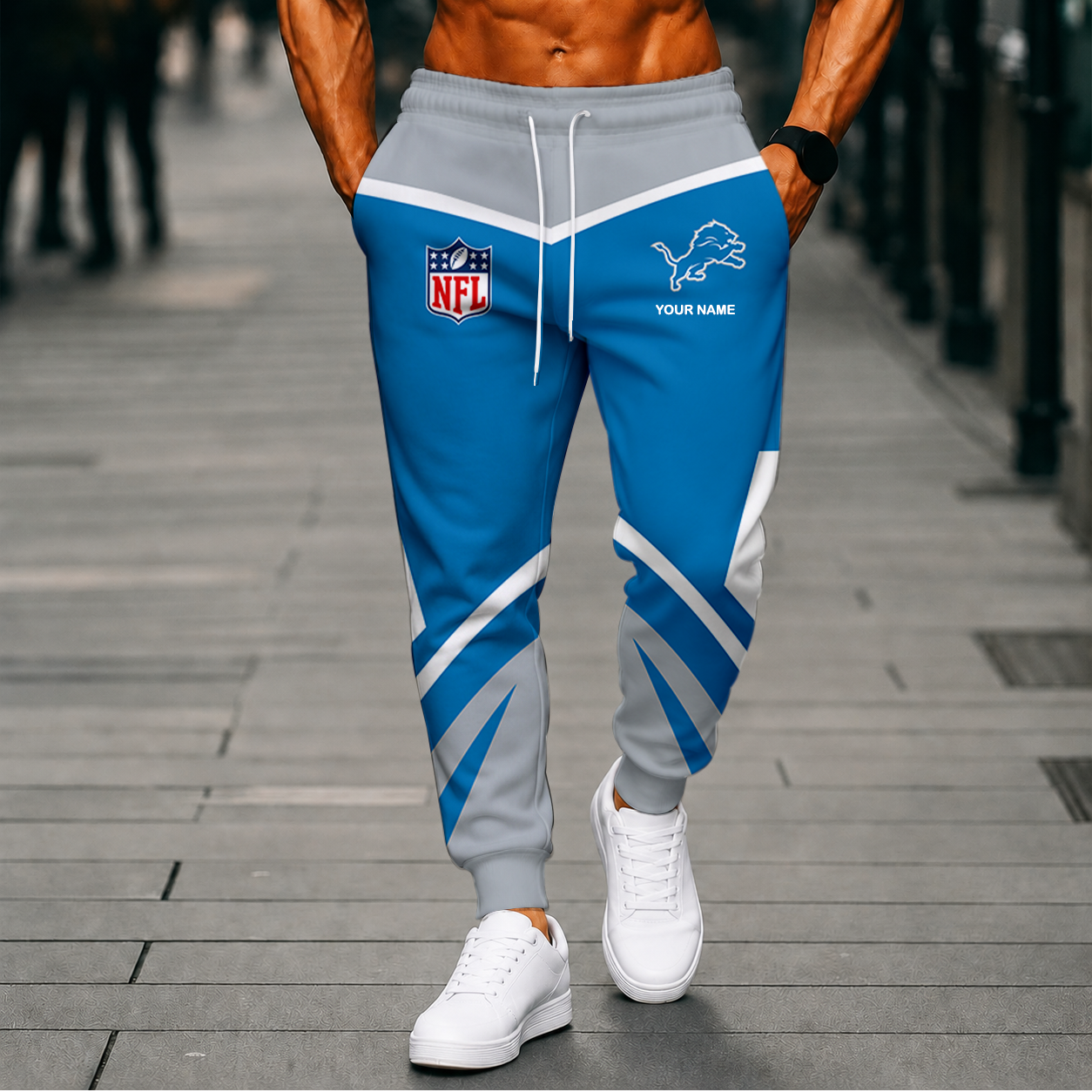 FINAL SALE - NEW CUSTOMIZED NFL04 DTL DETROIT LIONS SWEATPANTS