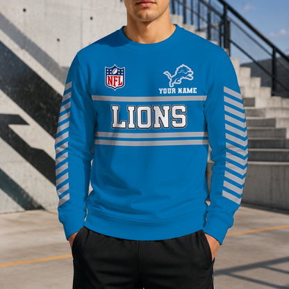 FINAL SALE - NEW CUSTOMIZED NFL04 DTL DETROIT LIONS UNISEX SWEATSHIRT