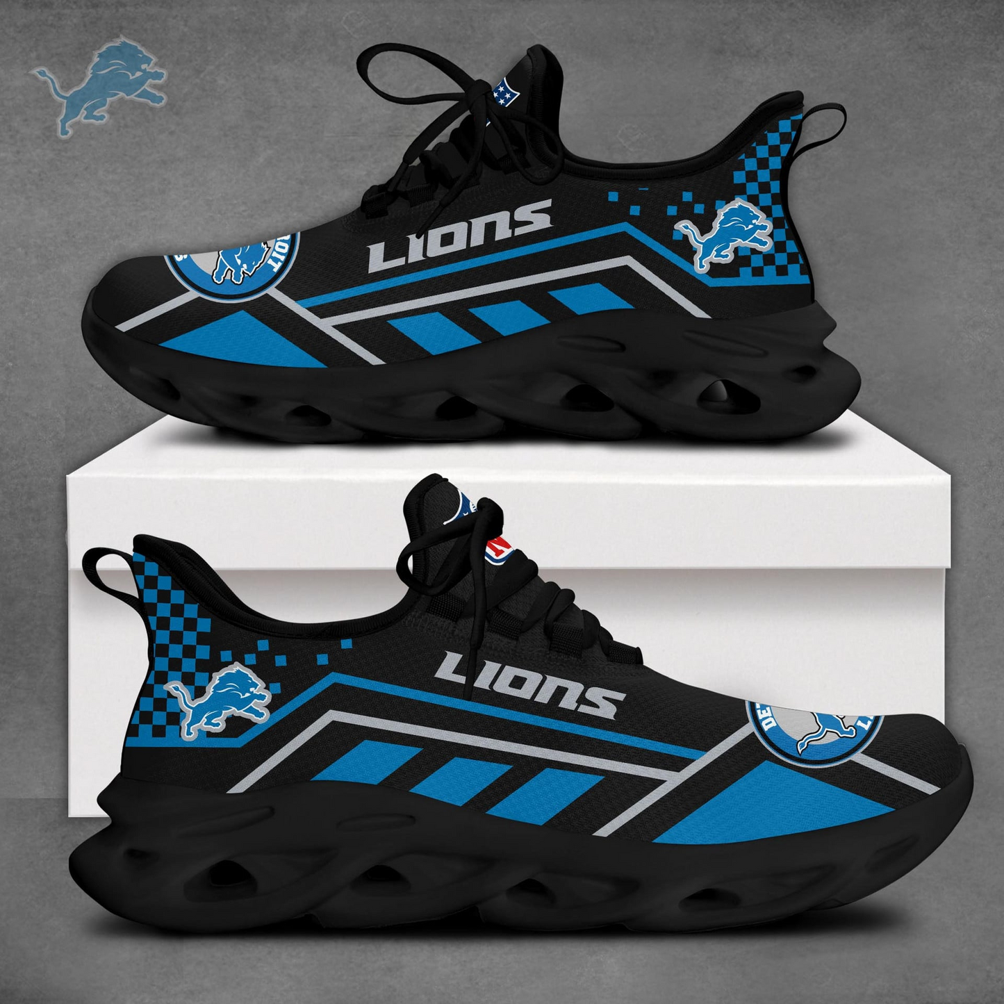 LIMITED EDITION - NEW CUSTOMIZED NFL04 DTL DETROIT LIONS MAX SOUL SHOES