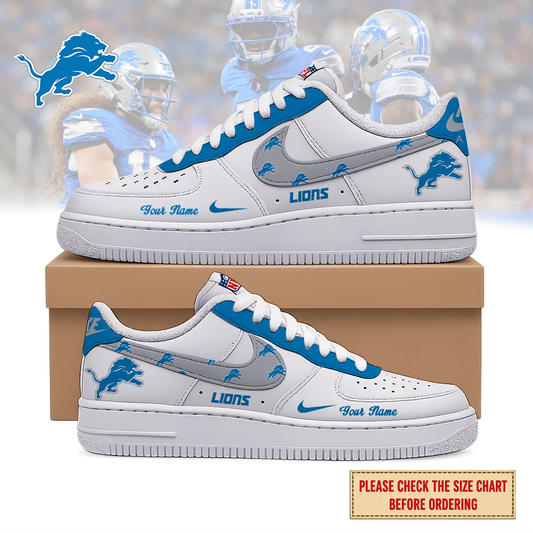 VIRAL EDITION - NEW CUSTOMIZED NFL04 DTL DETROIT LIONS AF1 SHOES