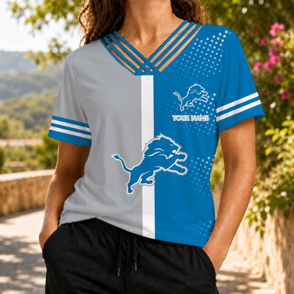VIRAL EDITION - NEW CUSTOMIZED NFL04 DTL DETROIT LIONS V-NECK SHIRT