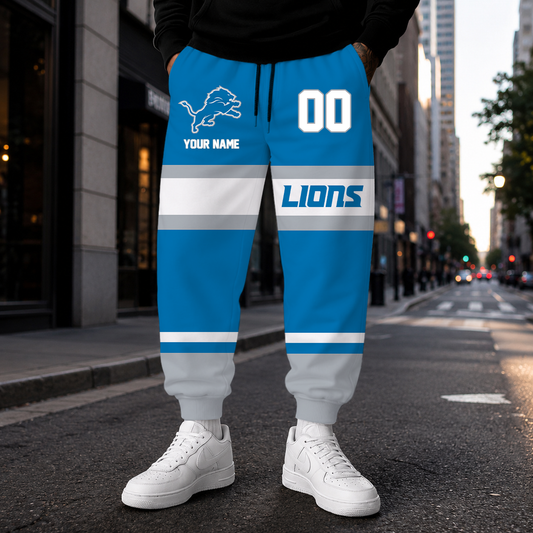 EXCLUSIVE EDITION - NEW CUSTOMIZED NFL04 DTL DETROIT LIONS SWEATPANTS