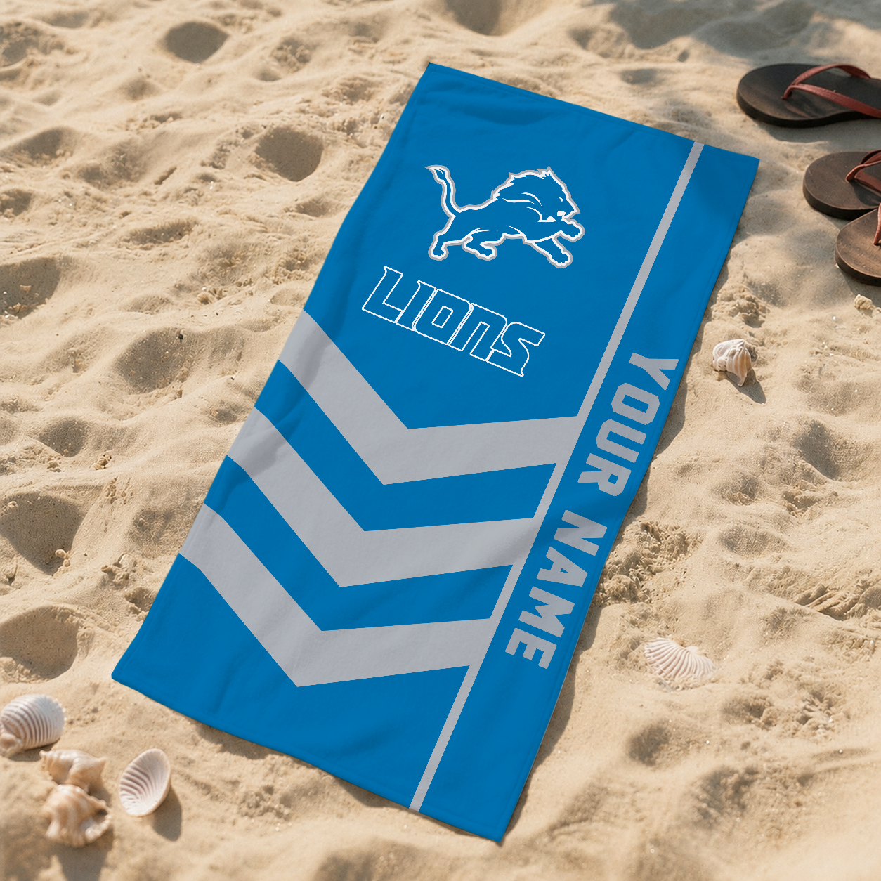 HOT DEAL - NEW CUSTOMIZED NFL04 DTL DETROIT LIONS BEACH TOWEL