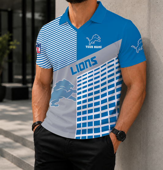 FINAL SALE - NEW CUSTOMIZED NFL04 DTL DETROIT LIONS POLO SHIRT
