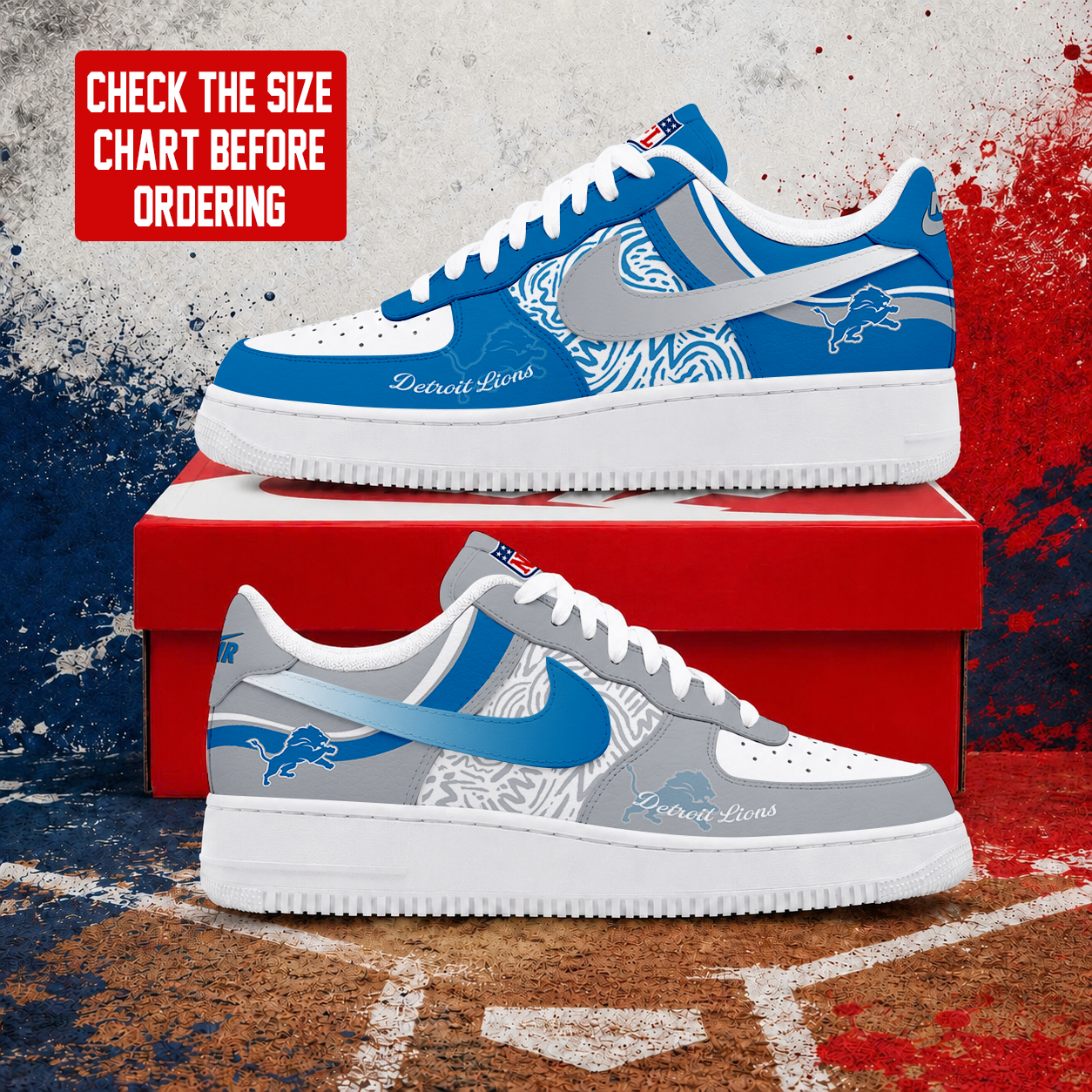 FLASH SALE - NEW CUSTOMIZED NFL04 DTL DETROIT LIONS AF1 SHOES