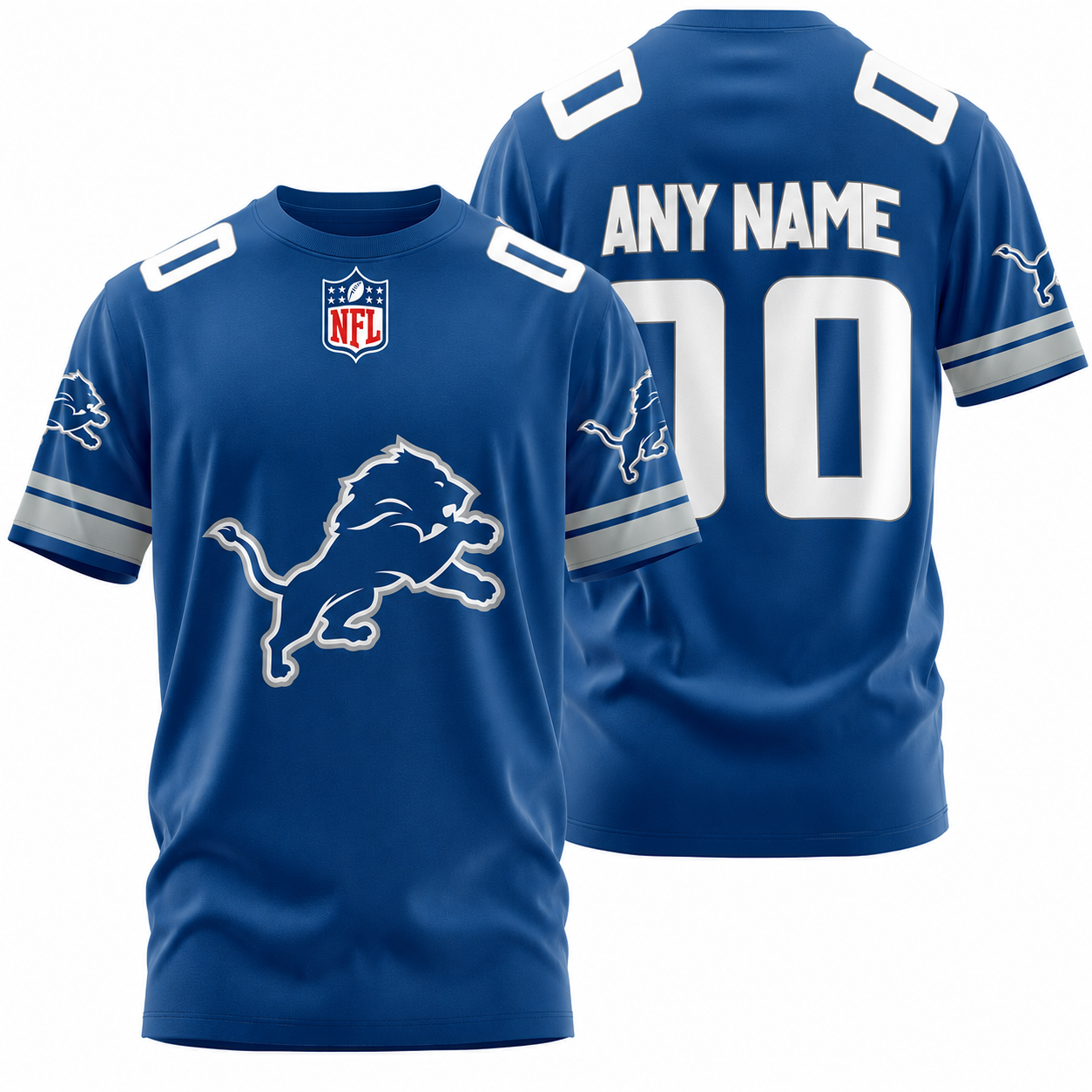 FINAL SALE - NEW CUSTOMIZED NFL04 DTL DETROIT LIONS T-SHIRT, POLO SHIRT, ZIP POLO SHIRT, SWEATSHIRT, HOODIE & ZIP HOODIE