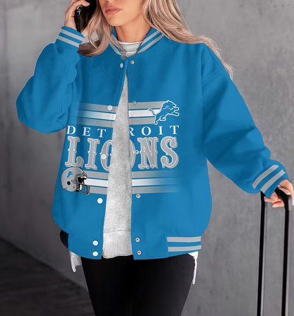 FINAL SALE - NEW CUSTOMIZED NFL04 DTL DETROIT LIONS SATIN VARSITY & BASEBALL JACKET
