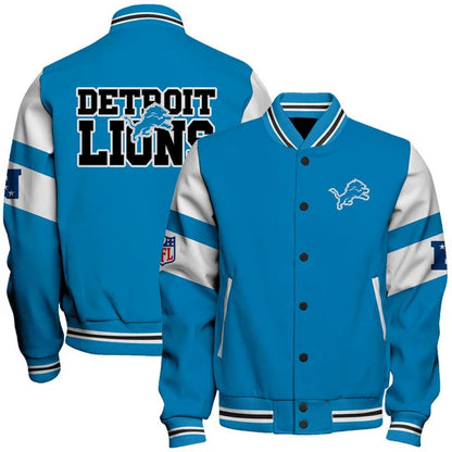 VIRAL EDITION - NEW CUSTOMIZED NFL04 DTL DETROIT LIONS SATIN VARSITY & BASEBALL JACKET