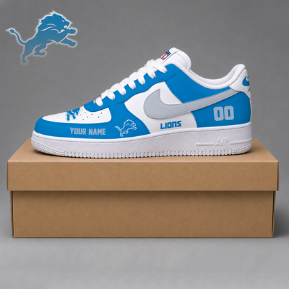 ELITE EDITION - NEW CUSTOMIZED NFL04 DTL DETROIT LIONS AF1 SHOES