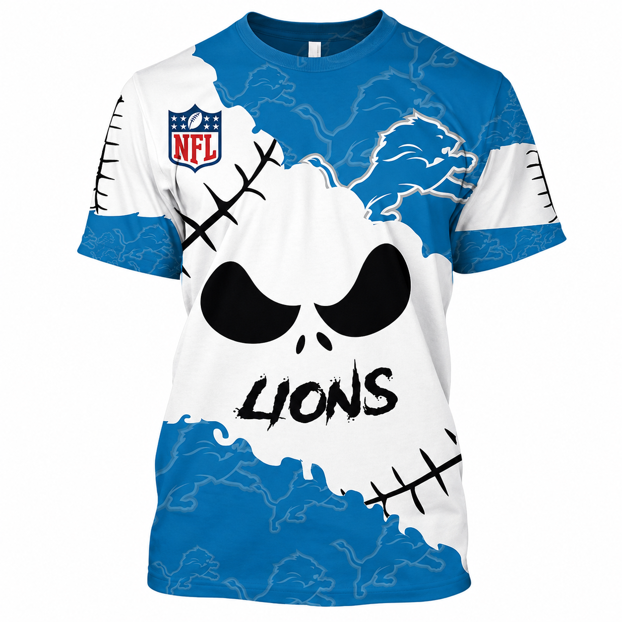 SPECIAL EDITION - NEW CUSTOMIZED NFL04 DTL DETROIT LIONS HALLOWEEN SKULL APPAREL FOR FANS