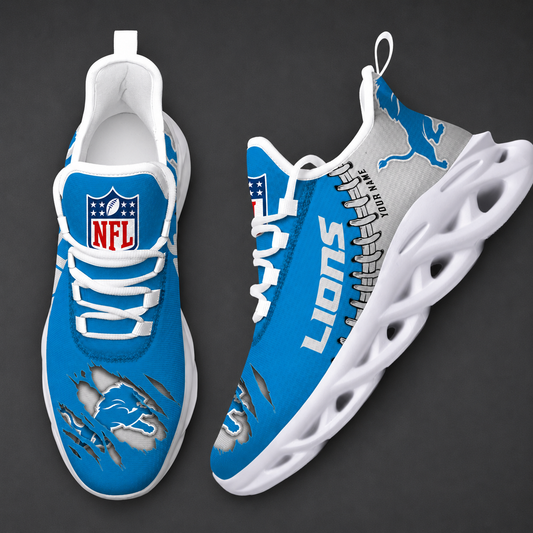 FINAL SALE - NEW CUSTOMIZED NFL04 DTL DETROIT LIONS UNISEX MAX SOUL SHOES