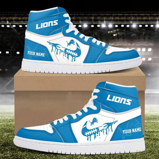 EXCLUSIVE EDITION - NEW CUSTOMIZED NFL04 DTL DETROIT LIONS AIR JORDAN SNEAKERS