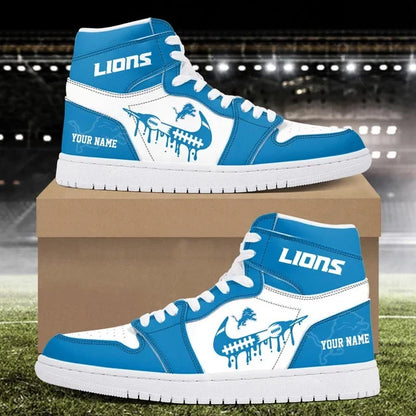 EXCLUSIVE EDITION - NEW CUSTOMIZED NFL04 DTL DETROIT LIONS AIR JORDAN SNEAKERS
