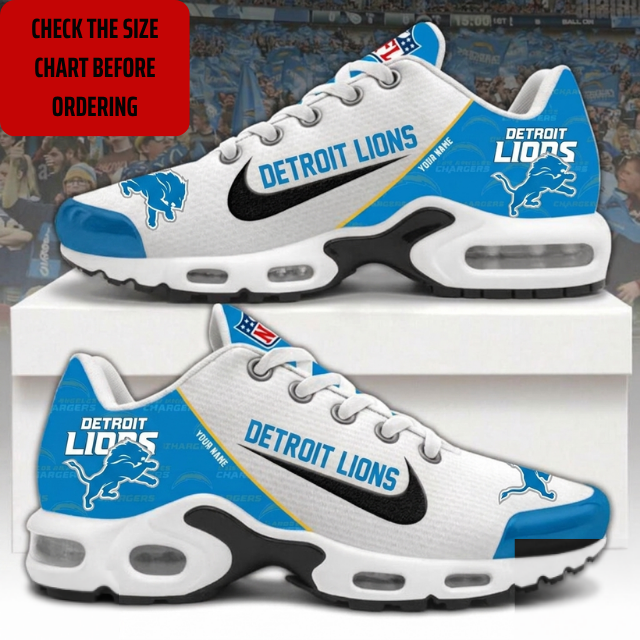 LIMITED EDITION - NEW CUSTOMIZED NFL04 DTL DETROIT LIONS AIR MAX PLUS SNEAKERS